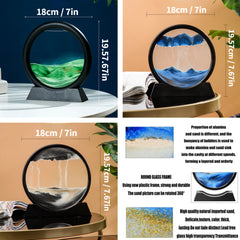 3D Moving Sand Art Picture Round Glass Deep Sea Sandscape Hourglass Quicksand