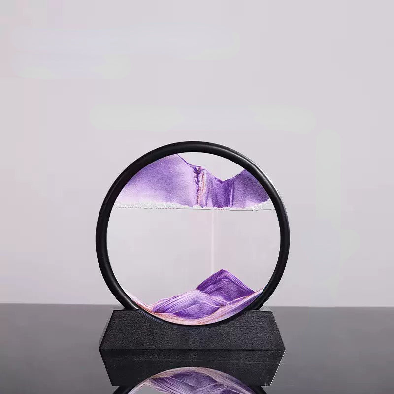 3D Moving Sand Art Picture Round Glass Deep Sea Sandscape Hourglass Quicksand