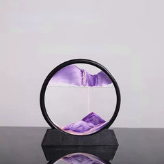 3D Moving Sand Art Picture Round Glass Deep Sea Sandscape Hourglass Quicksand