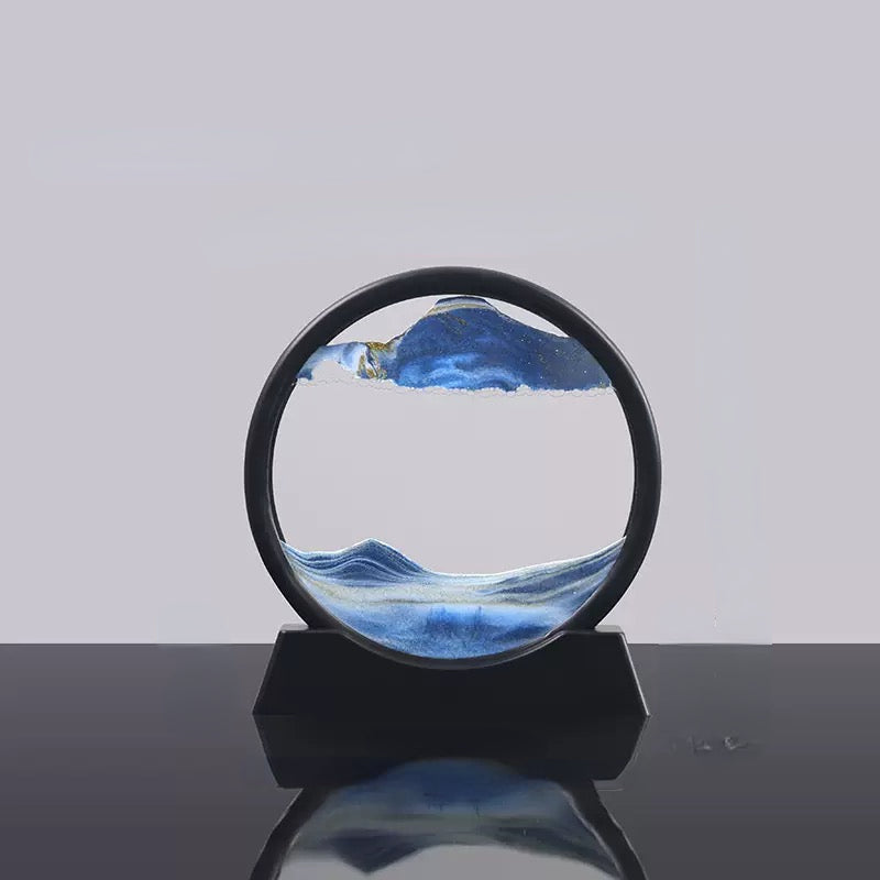 3D Moving Sand Art Picture Round Glass Deep Sea Sandscape Hourglass Quicksand