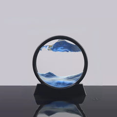 3D Moving Sand Art Picture Round Glass Deep Sea Sandscape Hourglass Quicksand