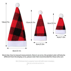 Christmas Hat Red And Plaid Cloth Mini Hat And Fork Set