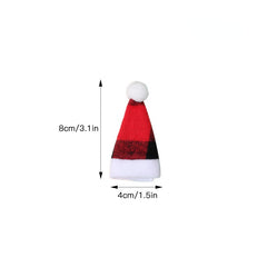 Christmas Hat Red And Plaid Cloth Mini Hat And Fork Set