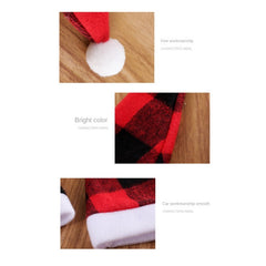 Christmas Hat Red And Plaid Cloth Mini Hat And Fork Set