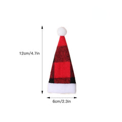 Christmas Hat Red And Plaid Cloth Mini Hat And Fork Set
