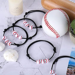 12 Baseball Bracelets Pack - Adjustable Charms Ball Beads Braid