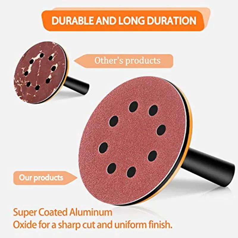 50pcs 12.7 cm 8 Hole Hook & Loop Sanding Discs 60-400 Grits