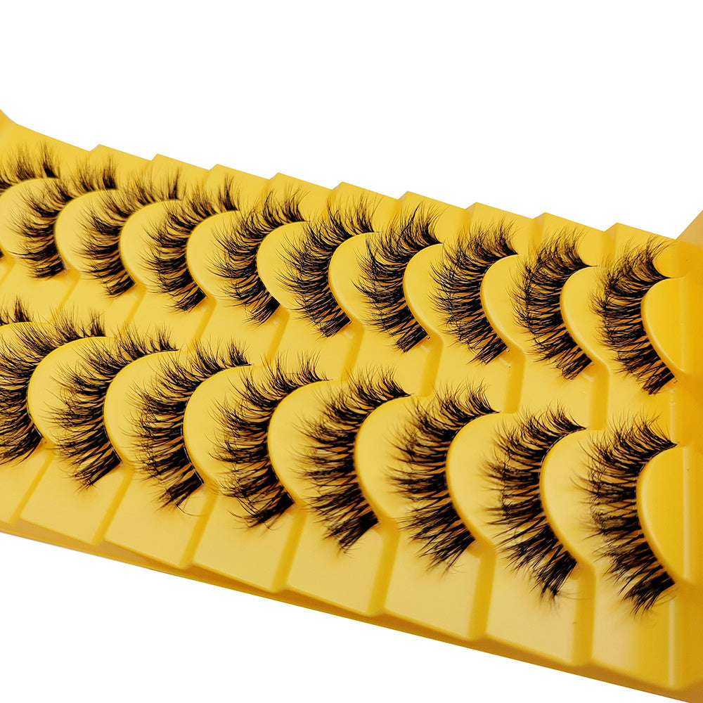 10 Pairs 6D Fluffy Wispy Faux Mink Eyelashes Cat Fox Eye Effect