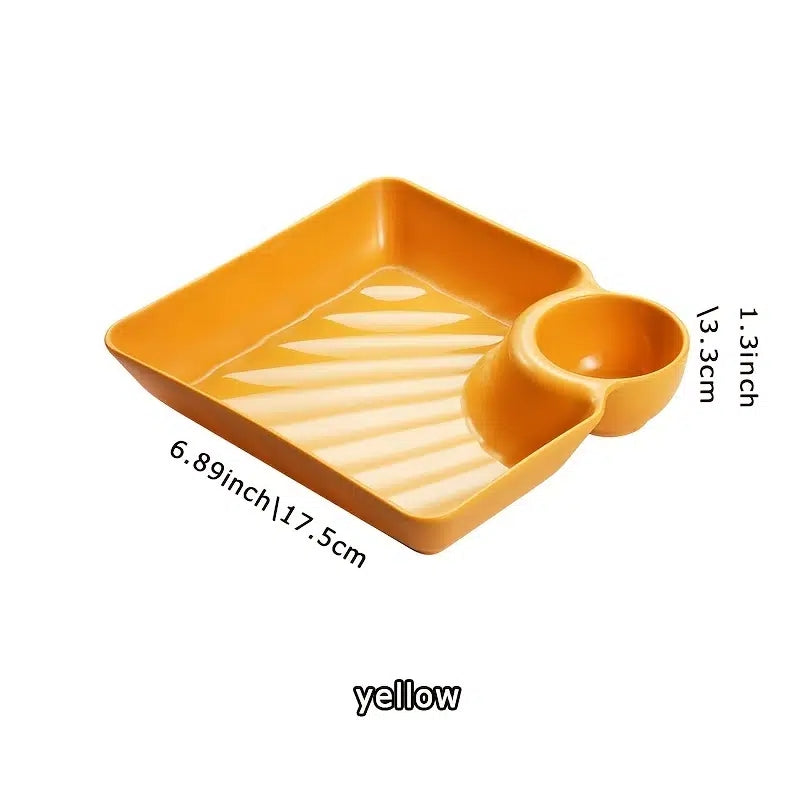 2pcs Plastic Dumplings Dipped In Sauce Plate Sushi Fried Chicken Plate