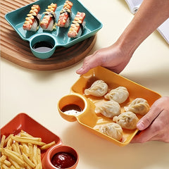 2pcs Plastic Dumplings Dipped In Sauce Plate Sushi Fried Chicken Plate