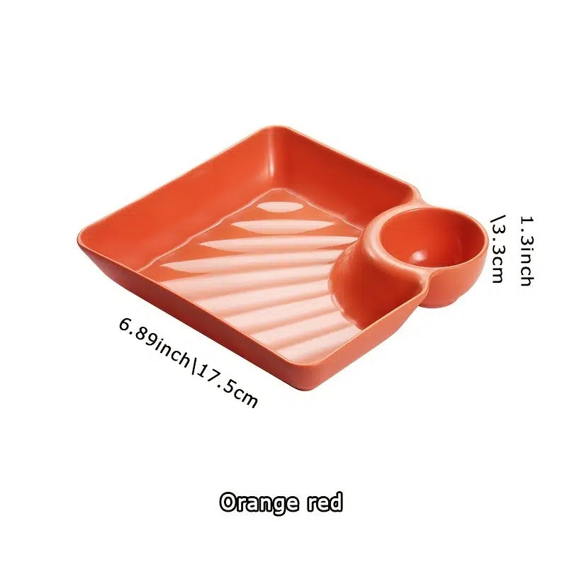 2pcs Plastic Dumplings Dipped In Sauce Plate Sushi Fried Chicken Plate