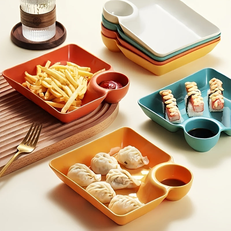 2pcs Plastic Dumplings Dipped In Sauce Plate Sushi Fried Chicken Plate