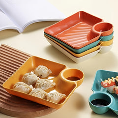 2pcs Plastic Dumplings Dipped In Sauce Plate Sushi Fried Chicken Plate