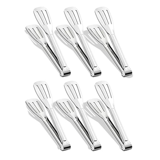 6pcs Stainless Steel Serving Tongs Small Tongs for Cooking Appetizers