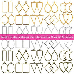 60Pcs Resin Craft Bezels for Jewelry Making
