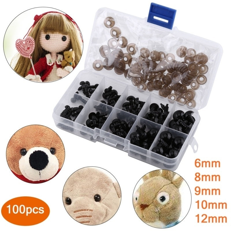 100pcs Plastic Safety Eyes for Bear Dolls Puppets Plush Animals