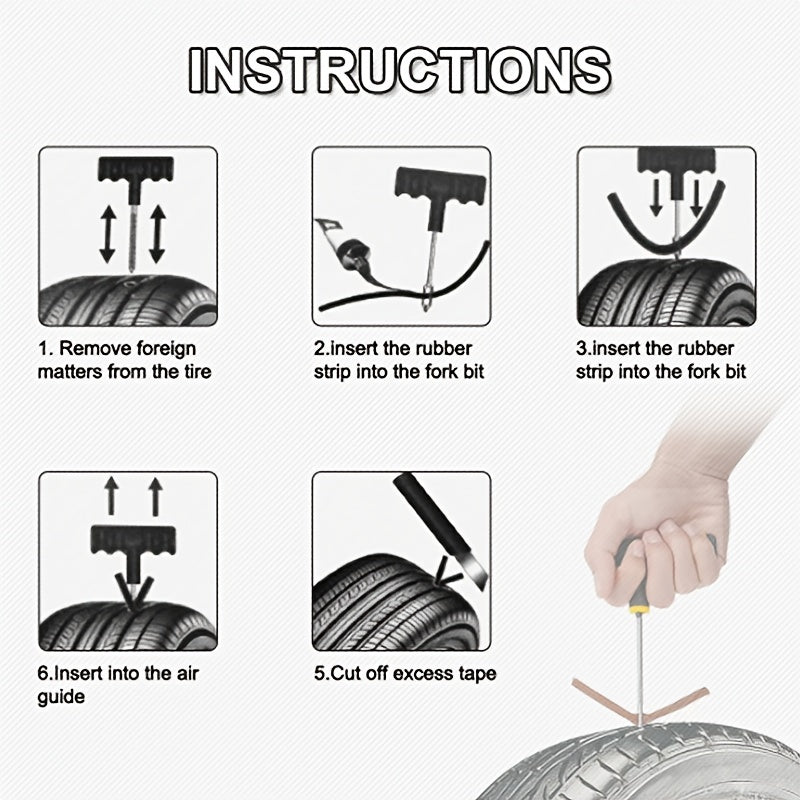 Tubeless Tyre Puncture Repair Kit with Studding Tool Set