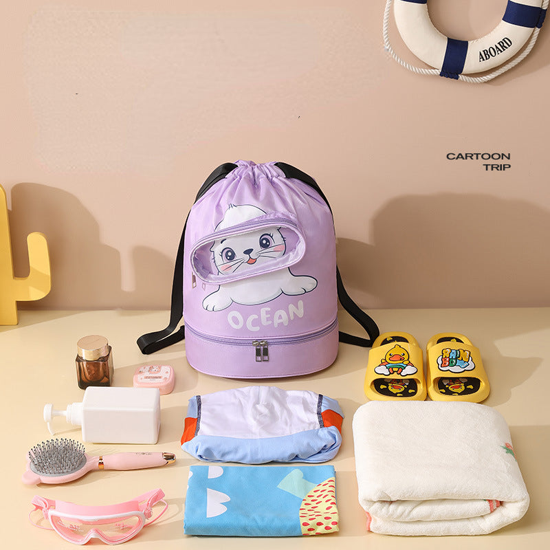 Funny Cartoon Swimming Bag Large Capacity Dry Wet Separation Toiletry Bag