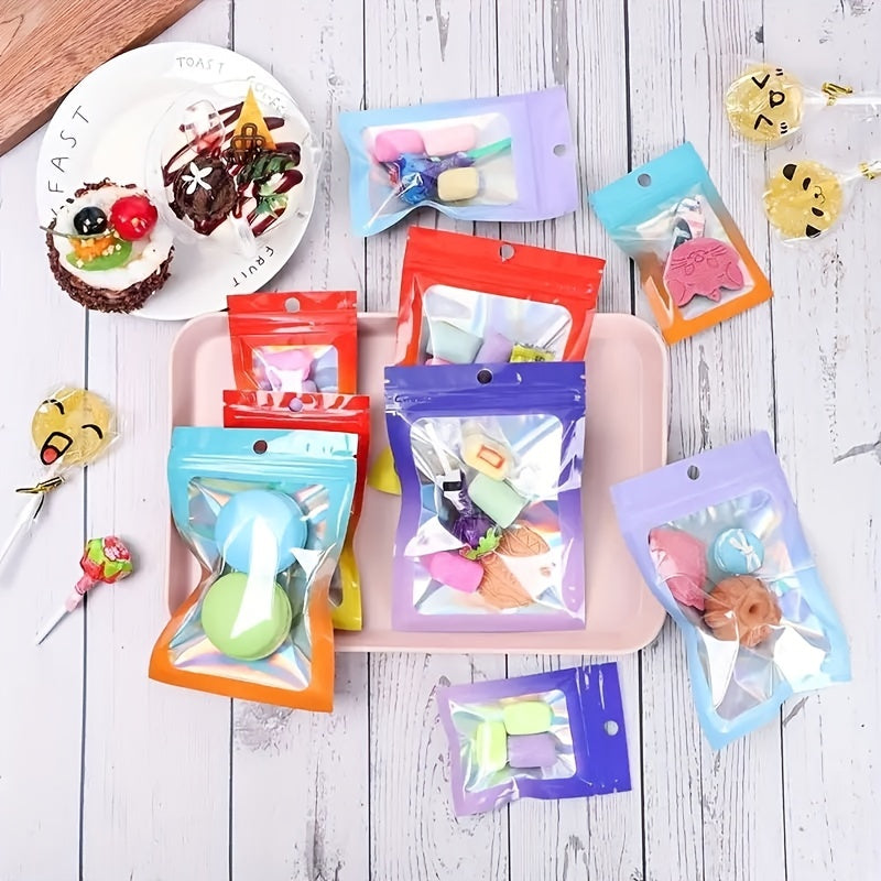 50pcs Gradient Small Bags Laser Ziplock Bags for Jewelry and Hair Accessories