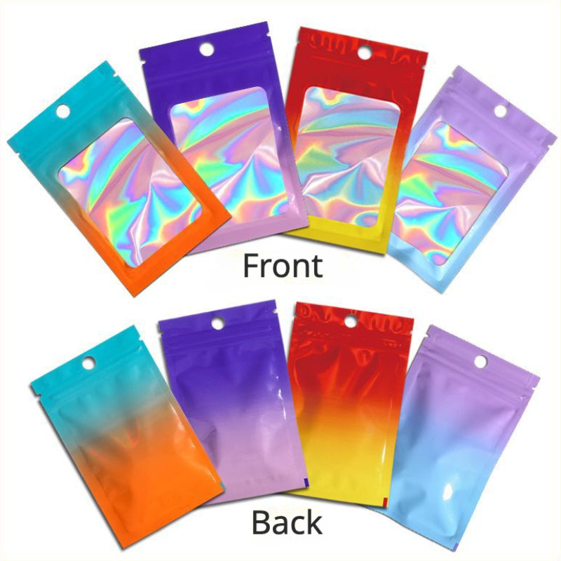 50pcs Gradient Small Bags Laser Ziplock Bags for Jewelry and Hair Accessories