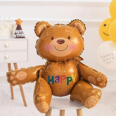 6pcs Birthday Bear Balloon Set, Foil Bear Balloon for Animal Birthday Parties
