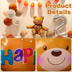 6pcs Birthday Bear Balloon Set, Foil Bear Balloon for Animal Birthday Parties