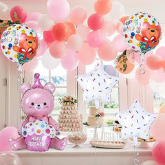 6pcs Birthday Bear Balloon Set, Foil Bear Balloon for Animal Birthday Parties