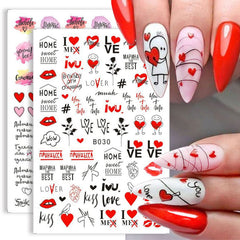 Valentines Nail Stickers Red Love Nail Art Supplies