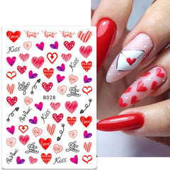 Valentines Nail Stickers Red Love Nail Art Supplies