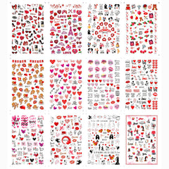 Valentines Nail Stickers Red Love Nail Art Supplies