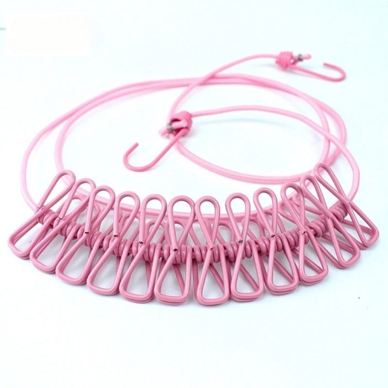 Portable Windproof Clothesline with 12 Clips