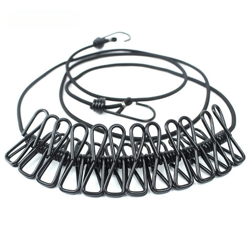 Portable Windproof Clothesline with 12 Clips