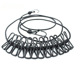Portable Windproof Clothesline with 12 Clips