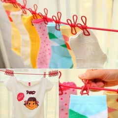 Portable Windproof Clothesline with 12 Clips