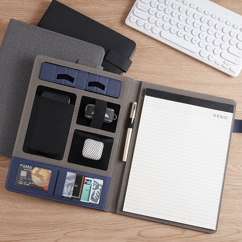 Leather A4 Conference Folder Business Stationery Zippered Organizer