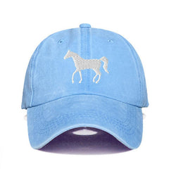 Horse Embroidered Washed Vintage Sunshade Baseball Hat