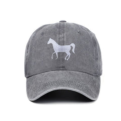 Horse Embroidered Washed Vintage Sunshade Baseball Hat
