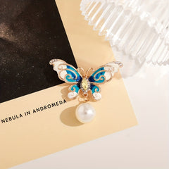 Turquoise Butterfly Brooch with Freshwater Pearls for Girls