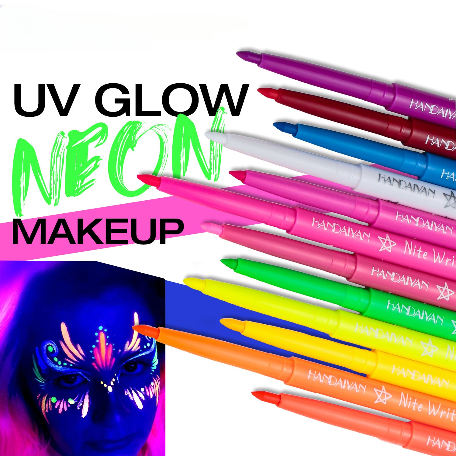 12 Colors Fluorescent Eyeliner Pen UV Waterproof Gel Pen