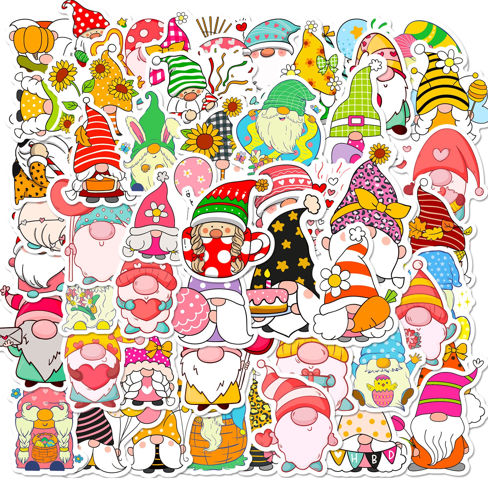 50pcs Gnome Stickers Pack Vinyl Stickers for Water Bottle Laptop Phone