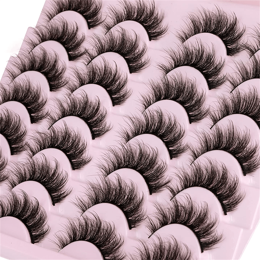 14 Pairs 3D Faux Mink Lashes Fluffy Soft Wispy Natural False Eyelashes