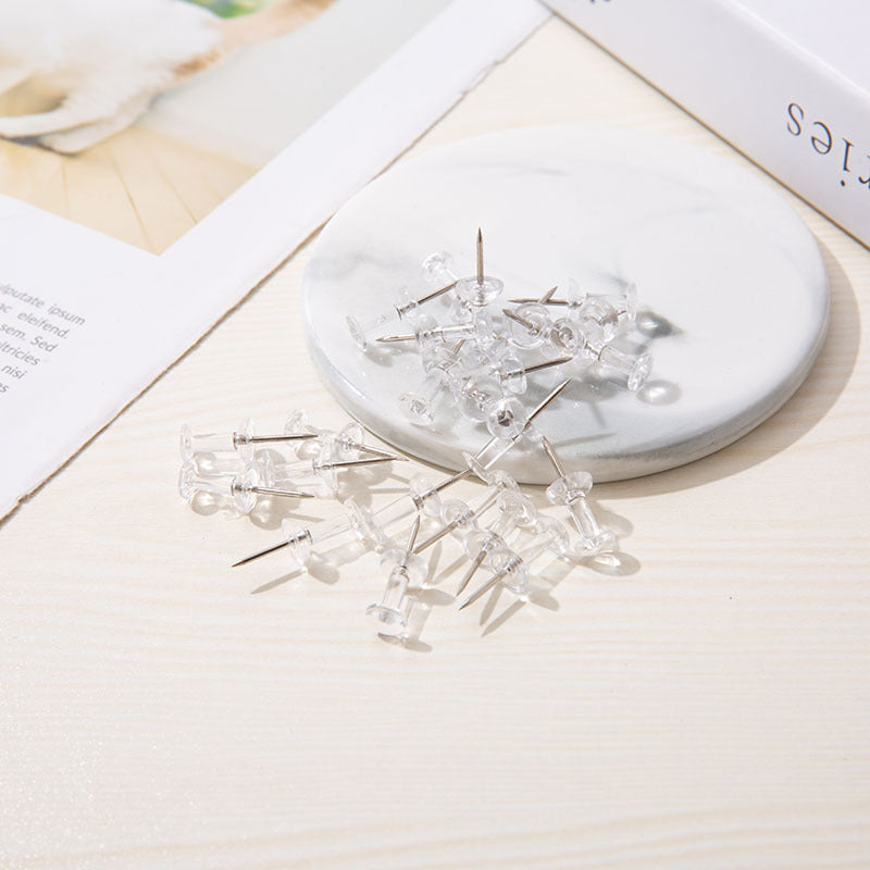 100pcs Transparent Special Shaped Plastic Push Pins