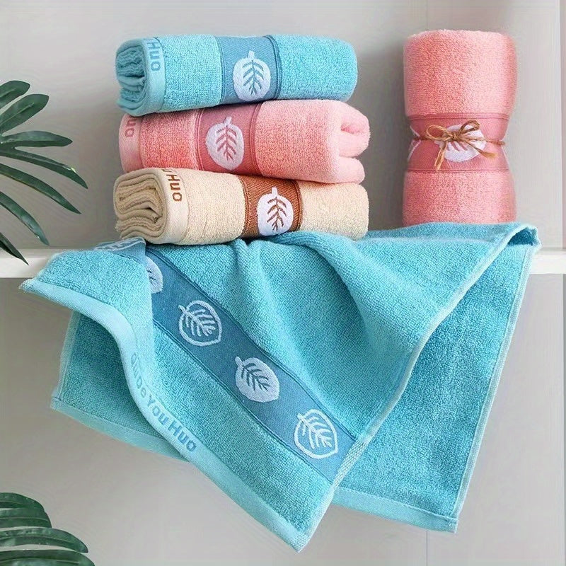 3pcs Leaf Pattern Hand Towels Set Cotton Face Towel Ultra Soft Highly Absorbent