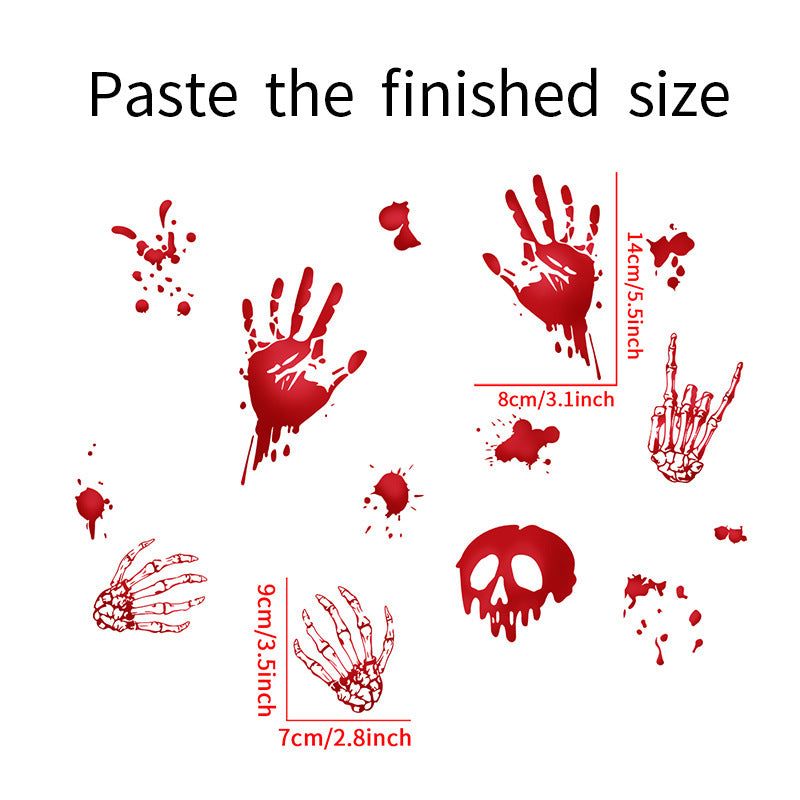 1pc Halloween Bloody Hands Wall Sticker Bloodstain Cat Home Background Grou