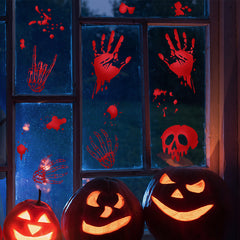 1pc Halloween Bloody Hands Wall Sticker Bloodstain Cat Home Background Grou