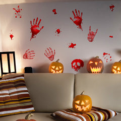 1pc Halloween Bloody Hands Wall Sticker Bloodstain Cat Home Background Grou