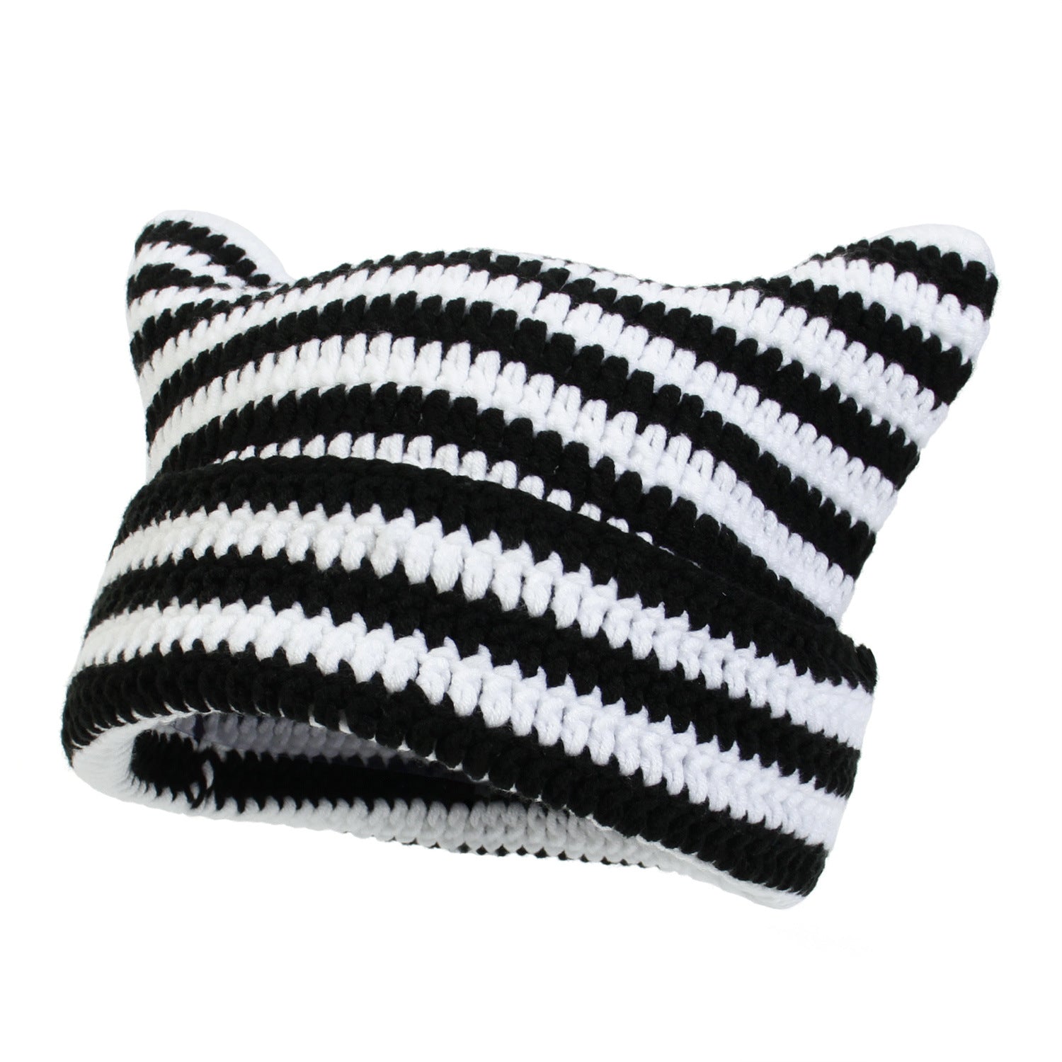Little Devil Crocheted Wool Hat with Cat's Ears - Halloween Gift