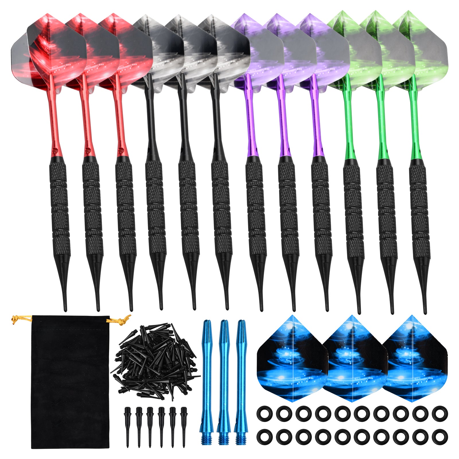 Professional Soft Darts Set 12 Pcs w/ Accessories & Bag