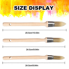 3pcs Window Frame Brushes Glaze Brush Wooden Handle Synthetic Bristles