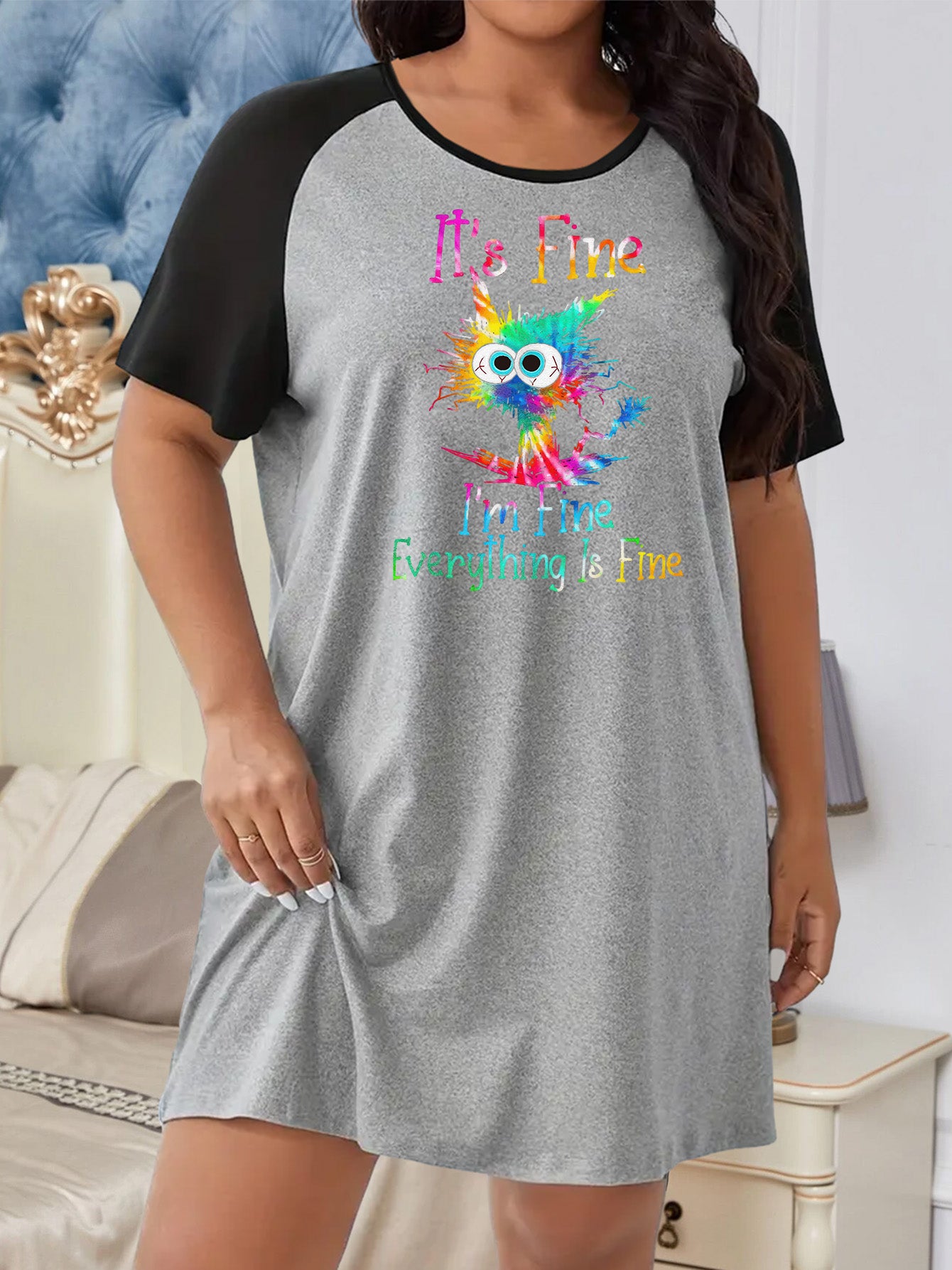 Ombre Cat Raglan Sleep Dress